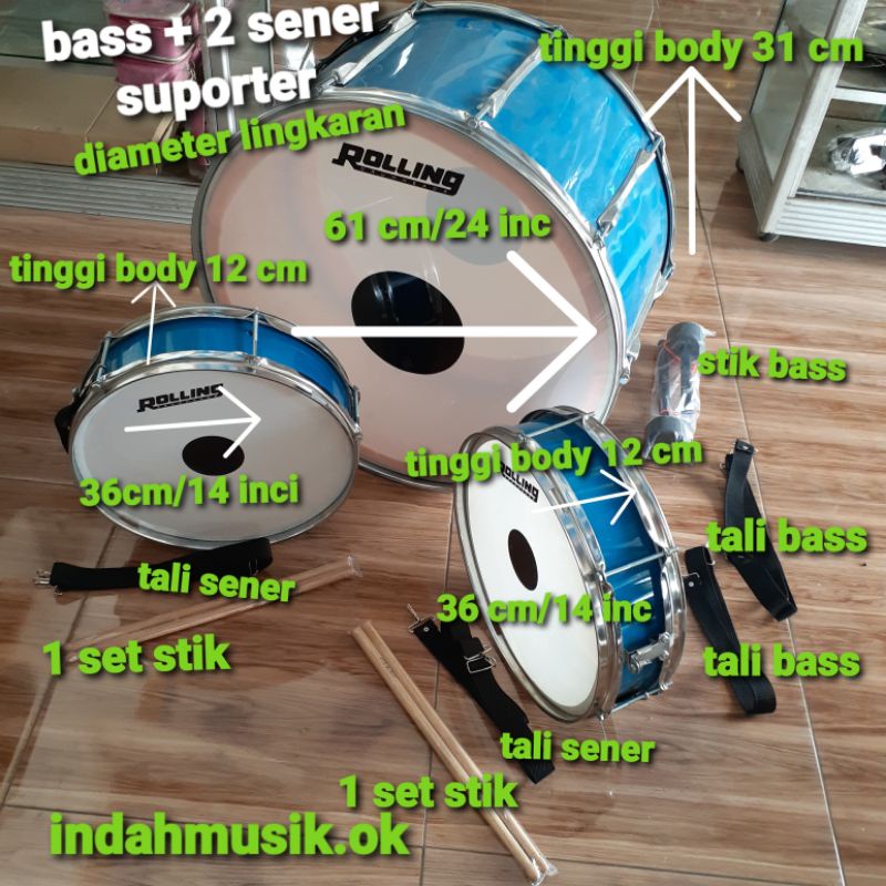 Bass drum + 2 sener  suporter