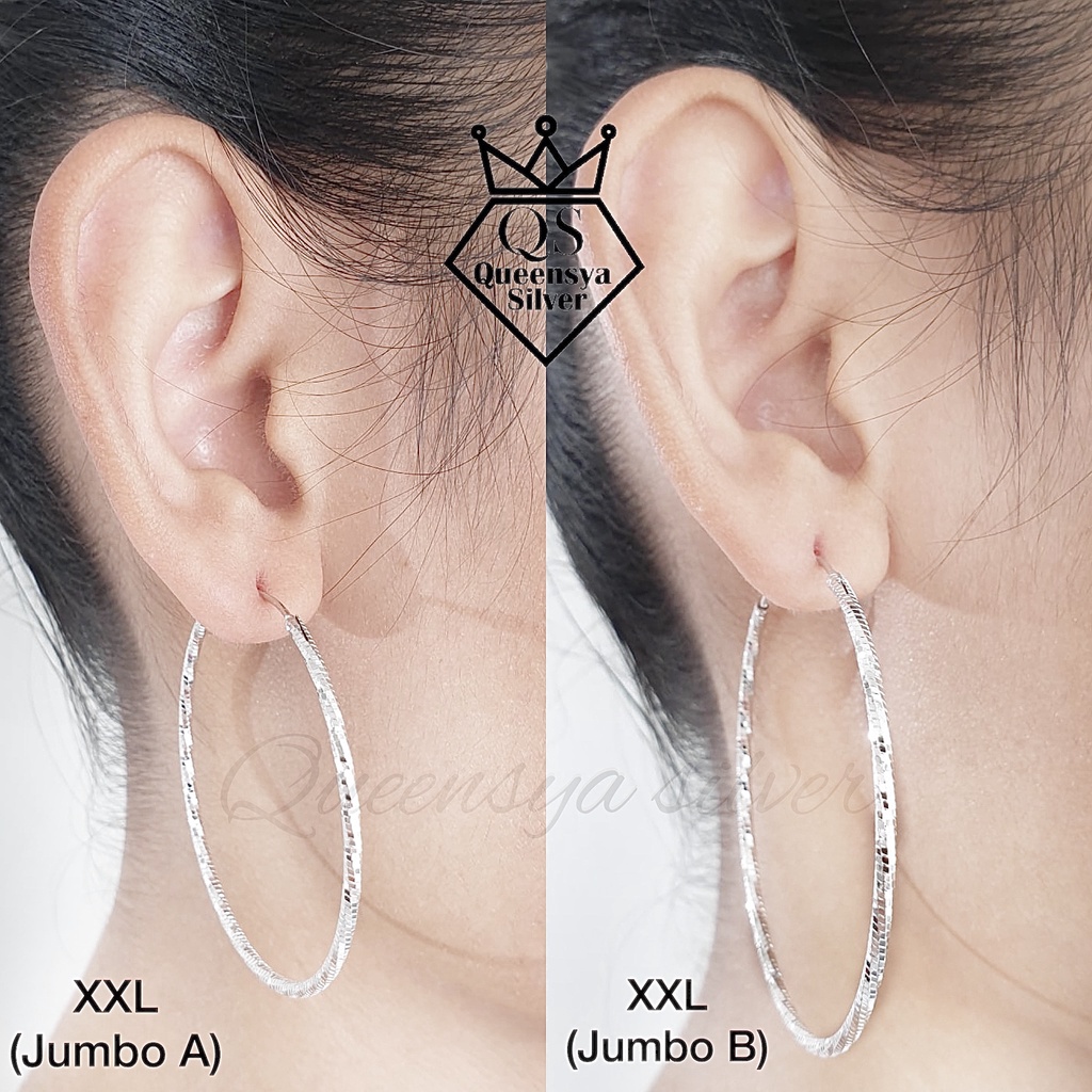 Anting Silver Wanita JUMBO Gipsi Ukir || Asli Perak 925 Lapis Mas Putih || Aksesoris Fashion Korea