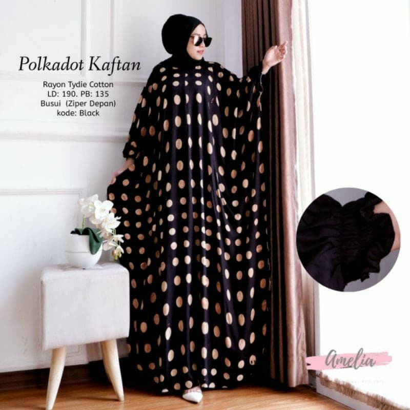 GAMIS RAYON JUMBO/KAFTAN SUPER JUMBO/LONGDRESS KAFTAN/GAMIS KAFTAN POLKADOT