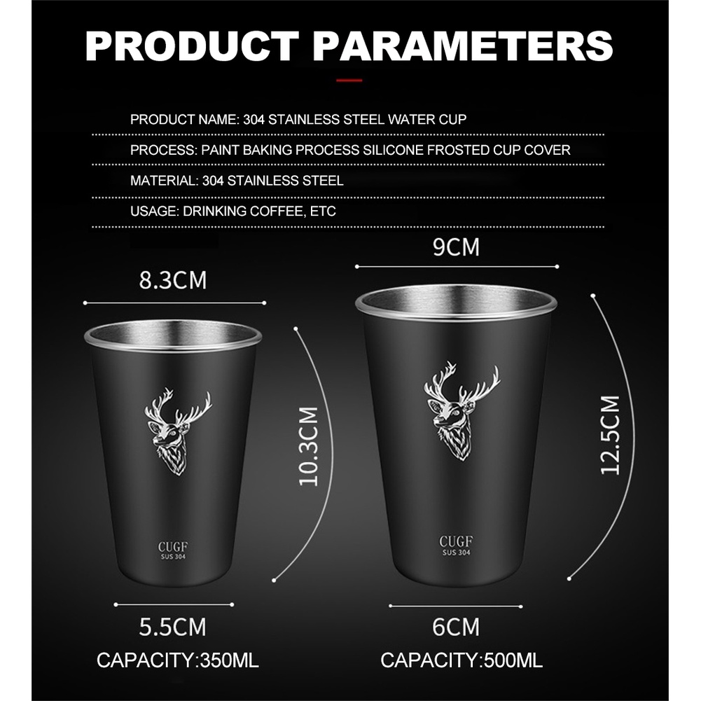 ღ 304 Stainless Steel Cangkir Logam Perjalanan Kopi Mug Vacuum Insulated Water Glass Anti-Fall Air Botol Air Dingin minuman Cup Rumah Kantor Sekolah Hadiah