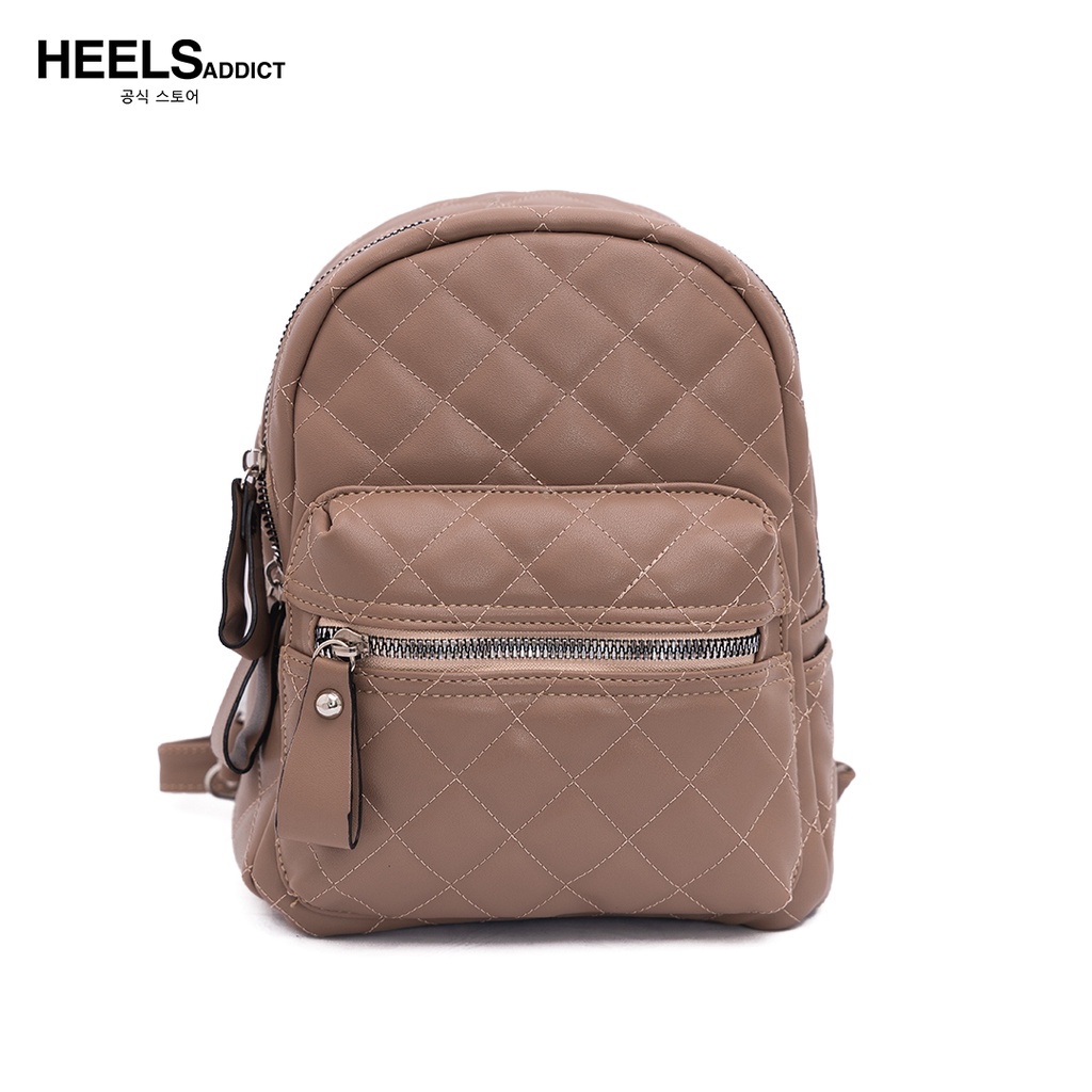 Heelsaddict - Cadde - Premium Korean Quilted Backpack Bag Ransel Wanita-Taupe
