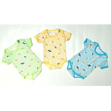 Baju Bayi Jumper Jumsuit Lengan Pendek Katun Halus Full Print Newborn 0 Sd 6 Bulan