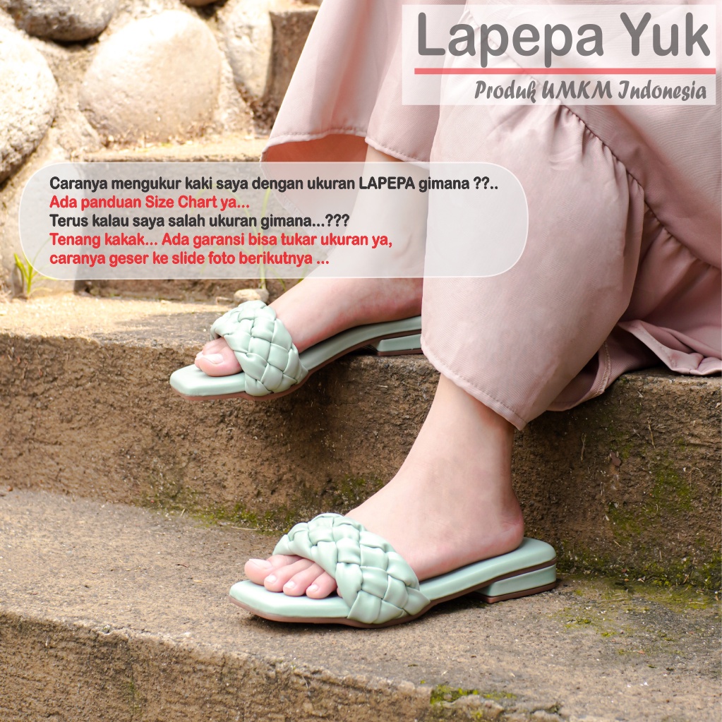 LAPEPA YUK - Sandal Wanita Teplek Selop ALEEA Sendal Slop Cewek Flat Slip On Tidak Licin Anti Slide Karet Jelly  Size 36 37 38 39 40 Sandal Perempuan Premium Warna MINT Hijau Sage Green Soft Original Kekinian Terbaru Shoes ORI Mall Official Store