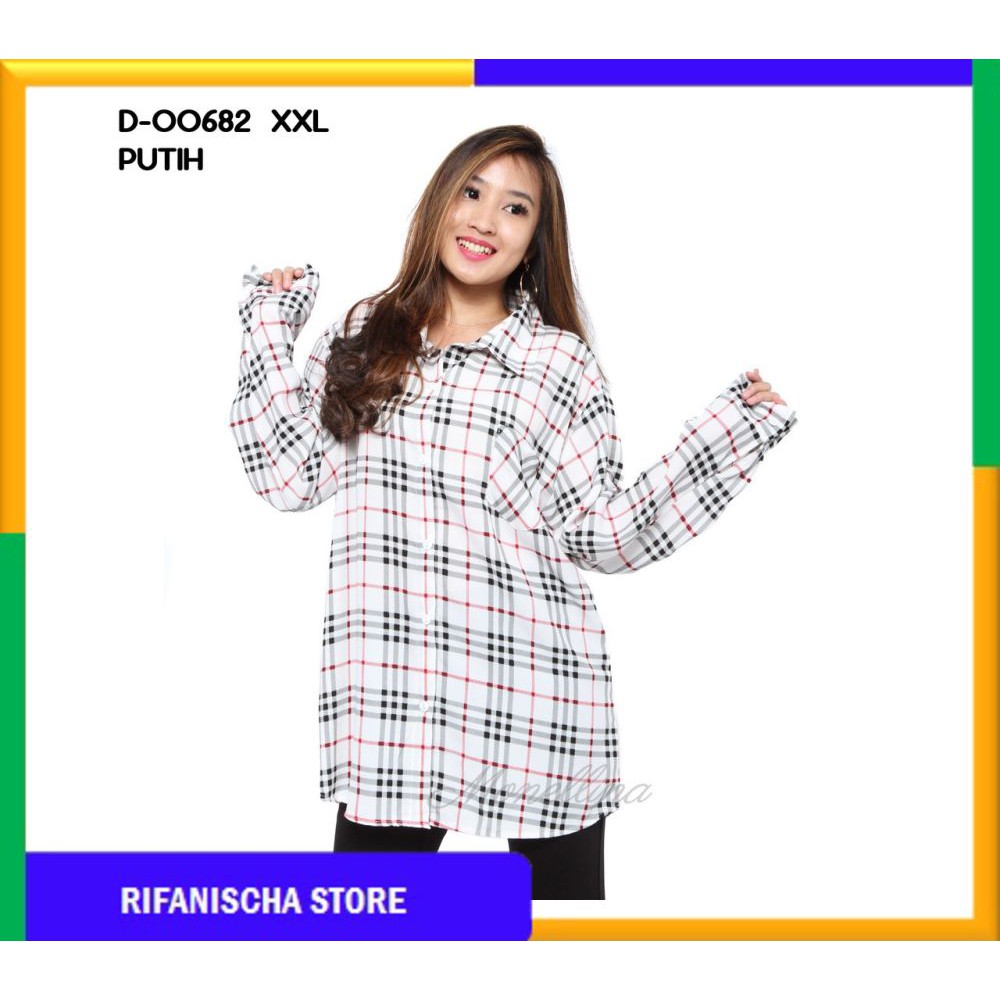 Rf 00682 Baju Kemeja Atasan XXL Jumbo Murah Wanita Kekinian (MF)