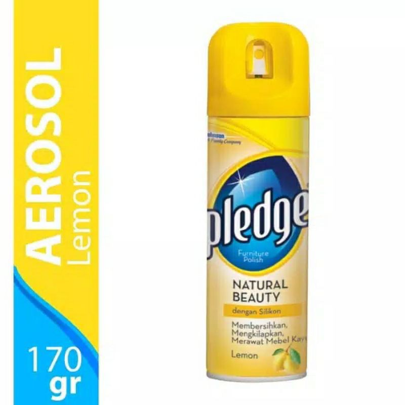 Pledge Aerosol Lemon Pembersih Stainless Mebel Furniture Polish Kayu Vinyl Kulit Marmer HPL