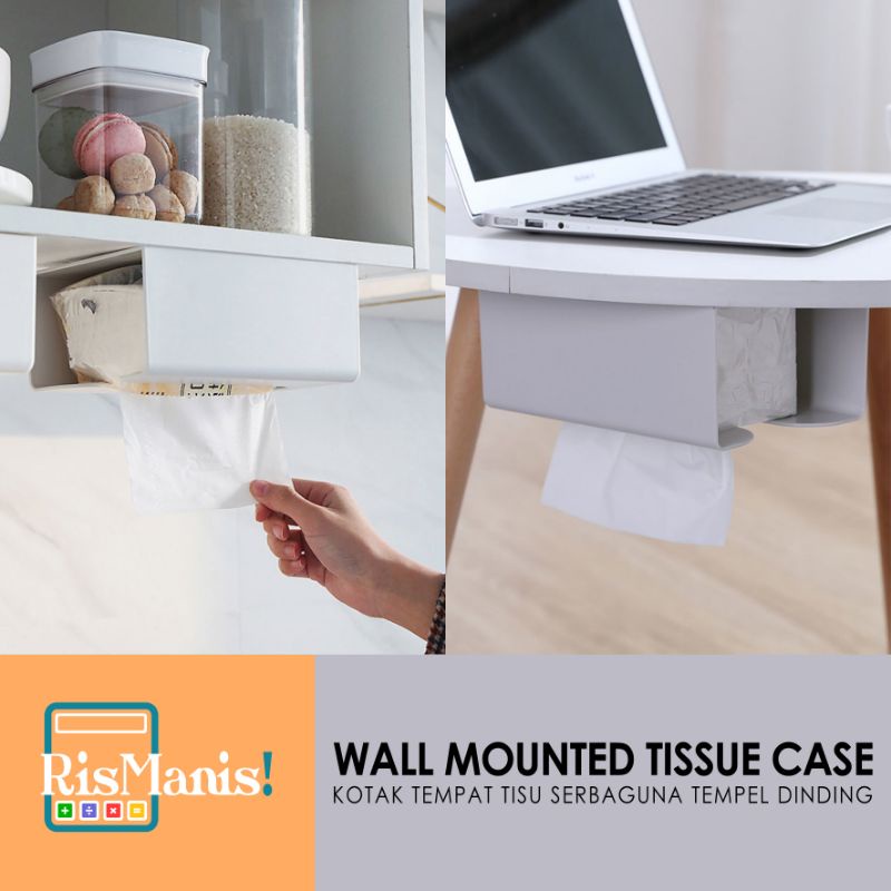 WALL MOUNTED TISSUE CASE - Box Tempat Tisu Kotak Serbaguna Tempel Dinding Gantungan Kantong Plastik