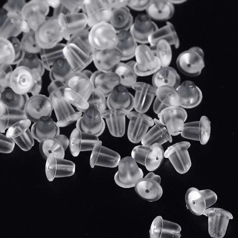 (With Box Penyimpanan) 500Pcs / Set Stopper Belakang Anting Tusuk Bahan Silikon Transparan Anti Alergi DIY