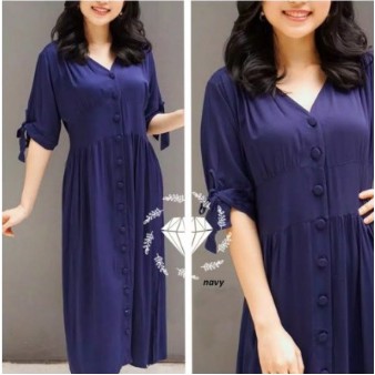 Baju Dress Pesta Natal Midi Dress Wanita Dewasa Kekinian Casual Dress Import Korea 2021 Asoka Rayon 
