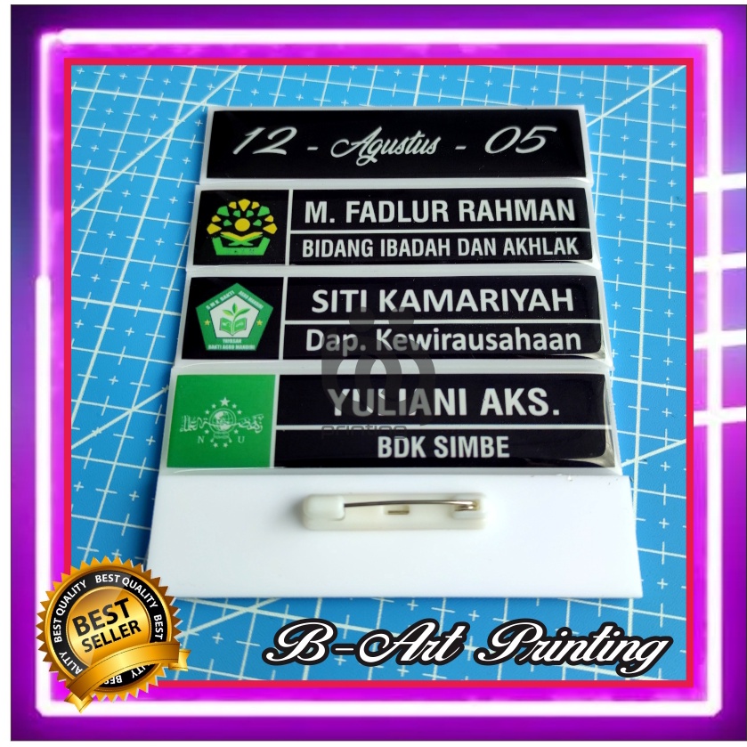 Nama Dada Papan Nama Name Tag Full Akrilik Coating Resin Glass