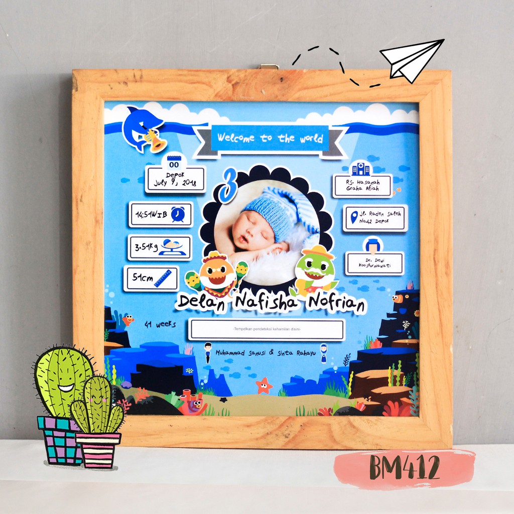 (BM412) BIODATA BAYI / BIODATA ANAK TEMA BABY SHARK