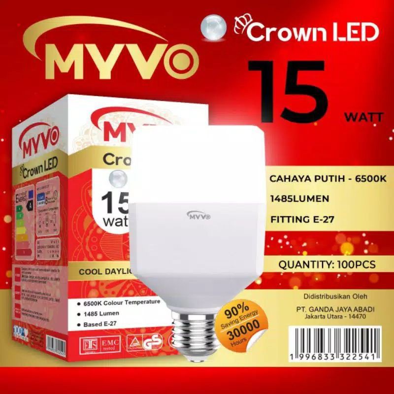 Lampu Bolam LED MYVO CROWN 5 Watt / 10 Watt / 15 Watt