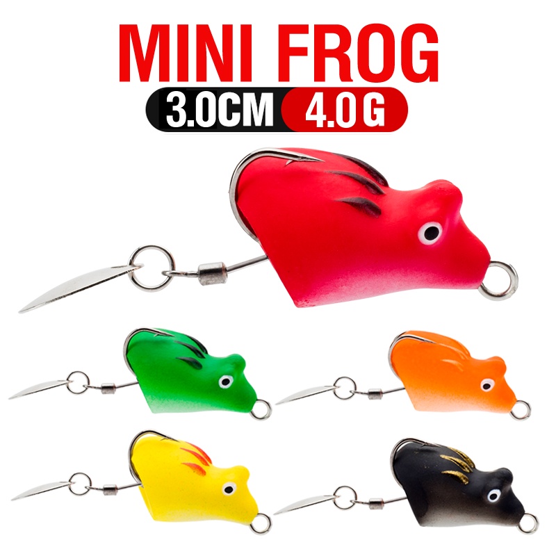 1 Pc Umpan Pancing Soft Bait Bentuk Katak Mata 3D Ukuran 3cm 4g 5 Warna