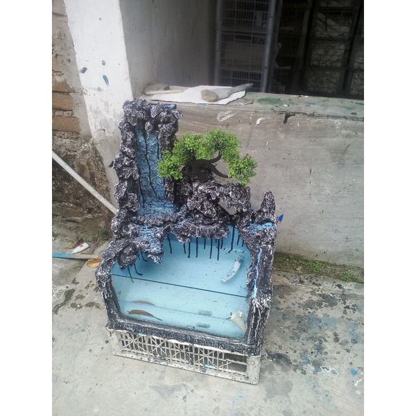 dekorasi air terjun mini akuarium