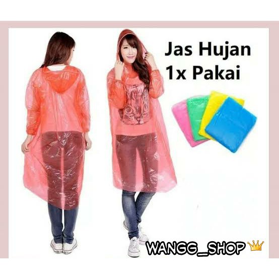 JAS HUJAN UNTUK SEKALI PAKAI / EMERGENCY RAINCOAT DISPOSABLE WARNA RANDOM