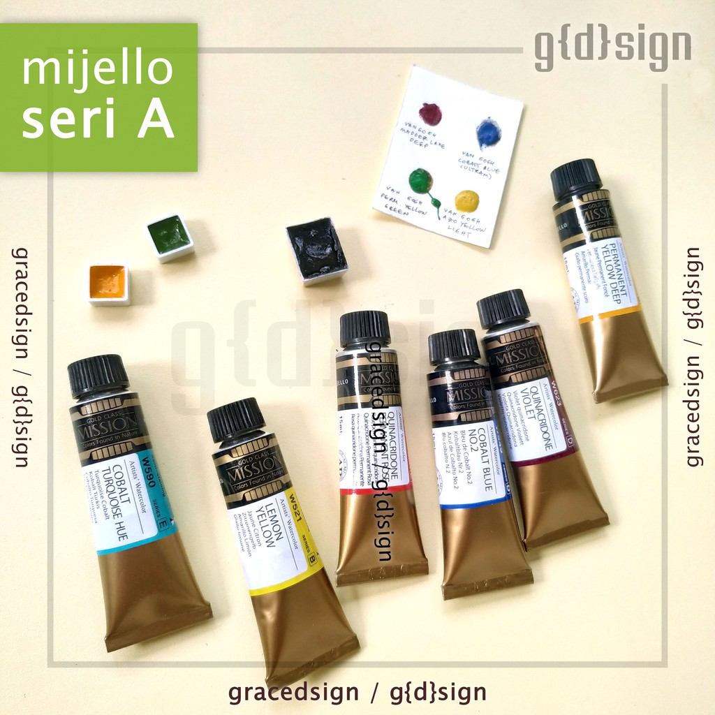 

Mijello Mission Gold Watercolor - Share Tube Cat Air Hand Poured Dot Card Mini Pan Half Pan - Seri A