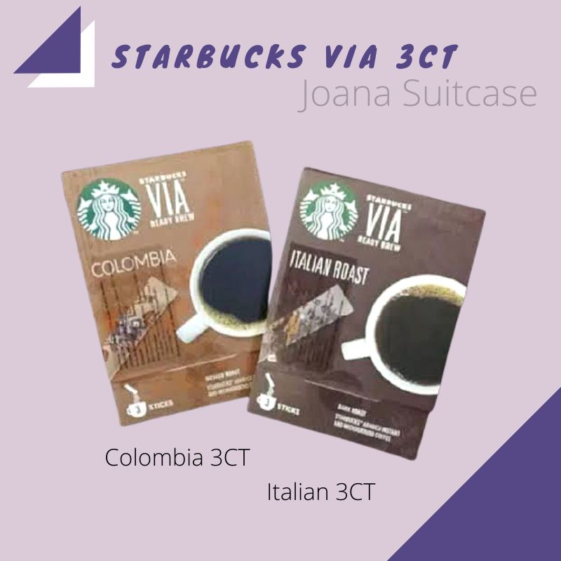 Starbucks Kopi Arabika Premium Original Hitam Colombia Italian Roast 3 Stick Starbuck Via Ready Brew