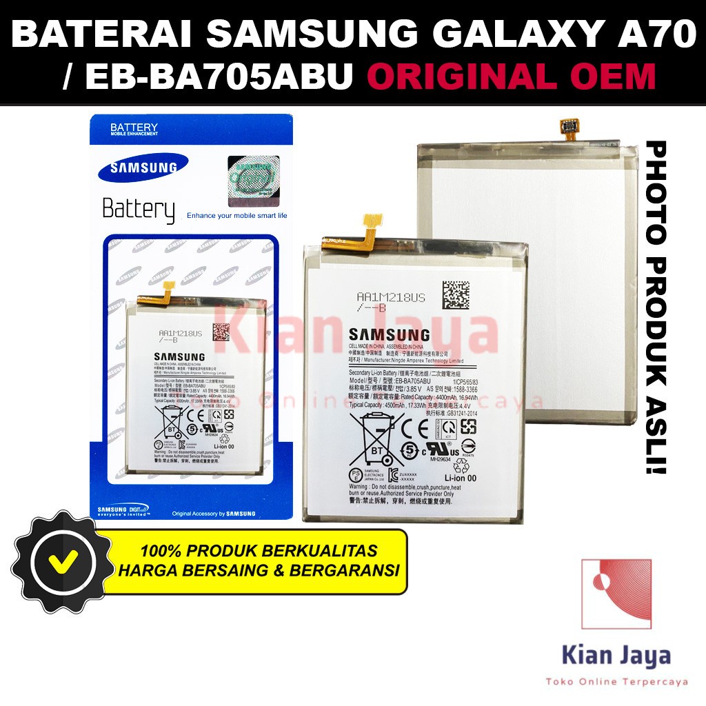 Baterai Samsung Galaxy A70 A705FN Original OEM Batre Batrai Battery Hp EB-BA705ABU Ori