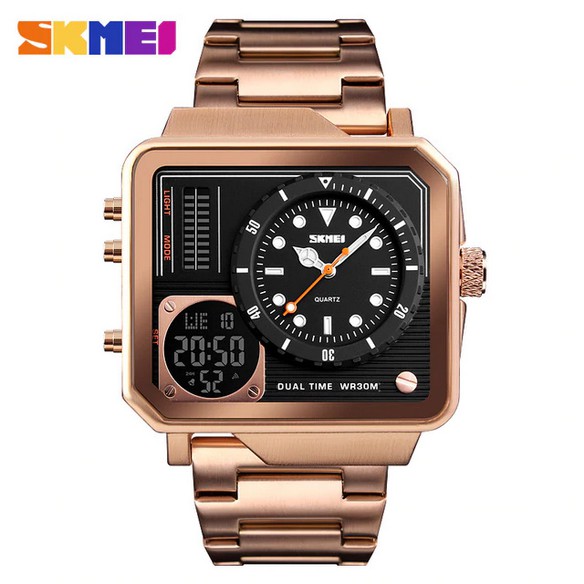 SKMEI 1392 Jam Tangan Pria Digital Analog Tali Stainless WATCHKITE WKOS