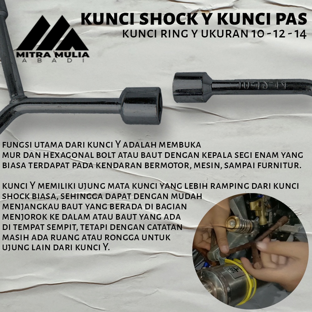 Kunci Sok Y 10 x 12 x 14 | Kunci Sock Shock hitam - 10-12-14 | kunci pas Y 10 x 12 14