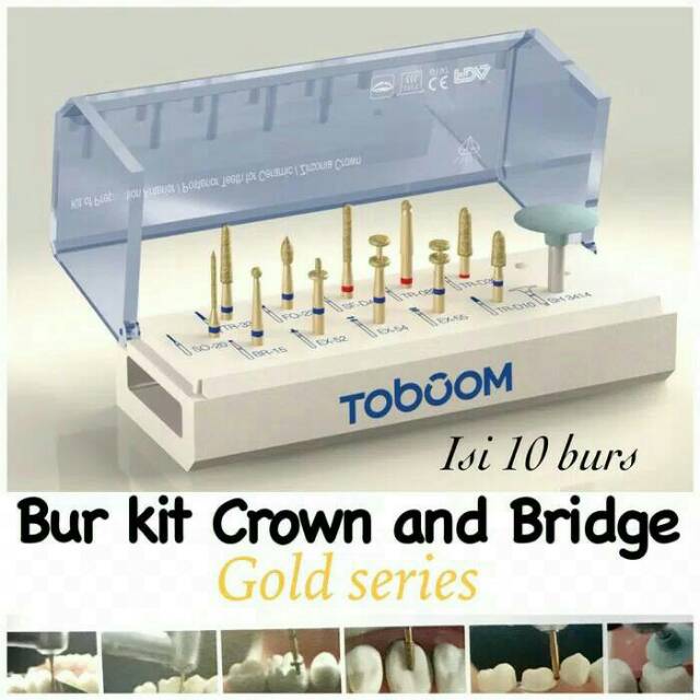 Alice dental Toboom bur kit crown and bridge preparation set bur gigi preparasi crown bridge isi 12