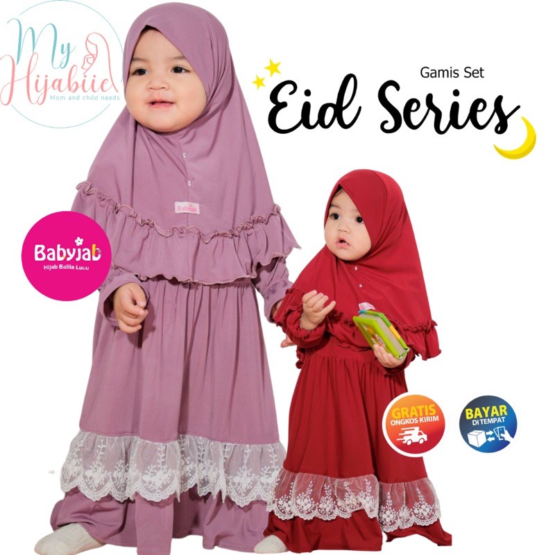 Babyjab Gamis Set Eid Series Anak Bayi - Baby Jab Setelan Jilbab Anak Perempuan 1 2 4 5 6 Tahun