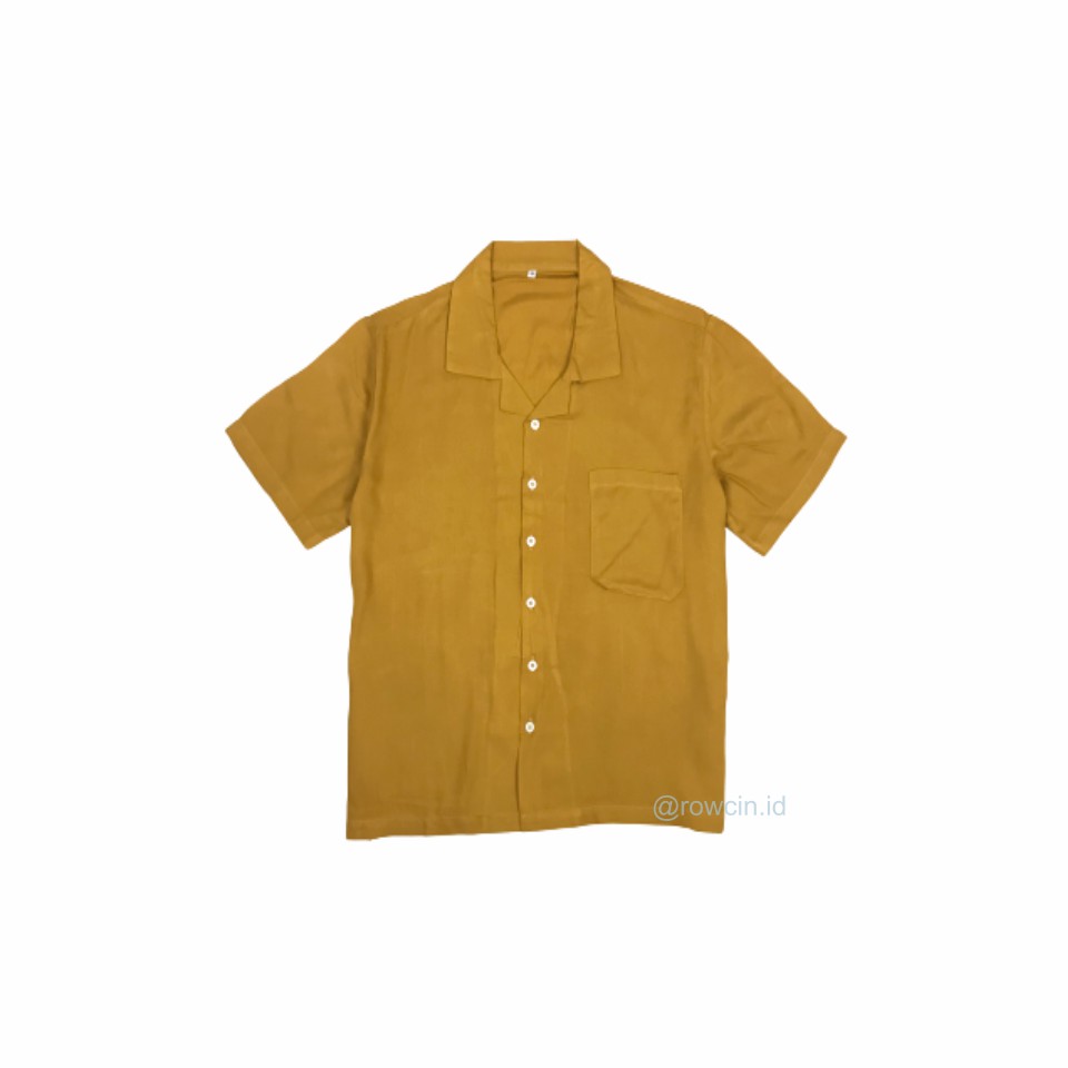 KEMEJA HAWAI POLOS UNISEX KATUN RAYON KEMEJA LENGAN PENDEK-Hawai Mustard