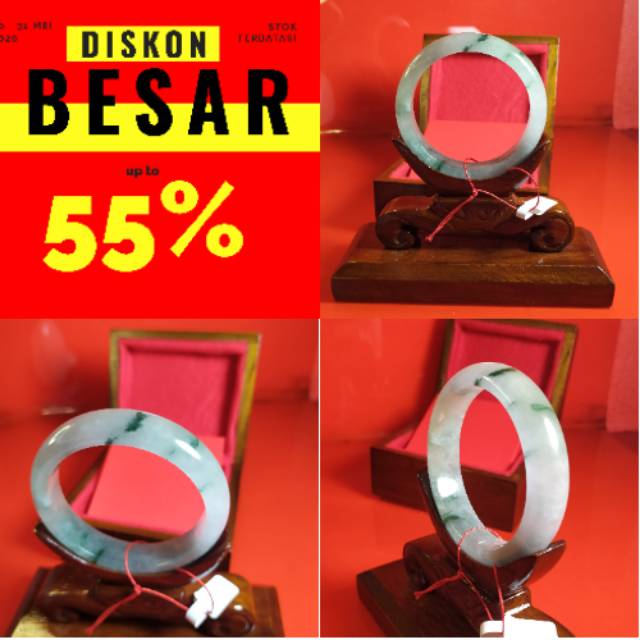 GELANG BATU GIOK ASLI HIJAU ORIGINAL BIRMA FEICUI ORI CHINA NATURAL JADEITE GR A SERTIFIKAT GARANSI