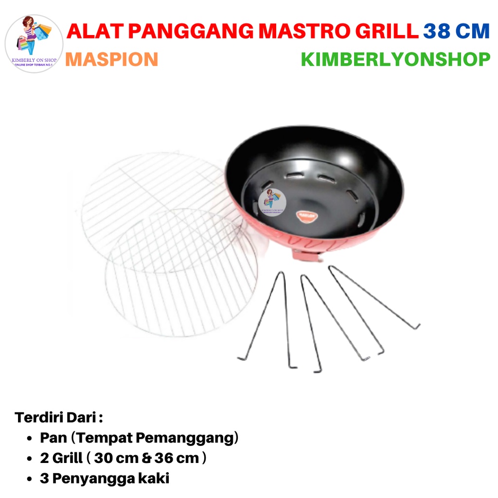Alat Bakar BBQ Panggangan Anti Lengket Mastro Grill 38 Cm Maspion