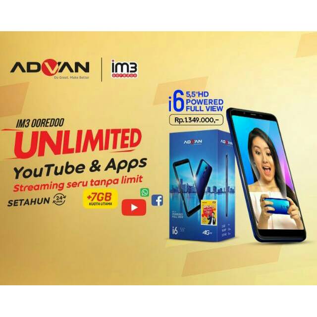 New ADVAN i6 GARANSI RESMI || FREE PAKET INTERNET UNLIMITED YOUTUBE 1 TAHUN