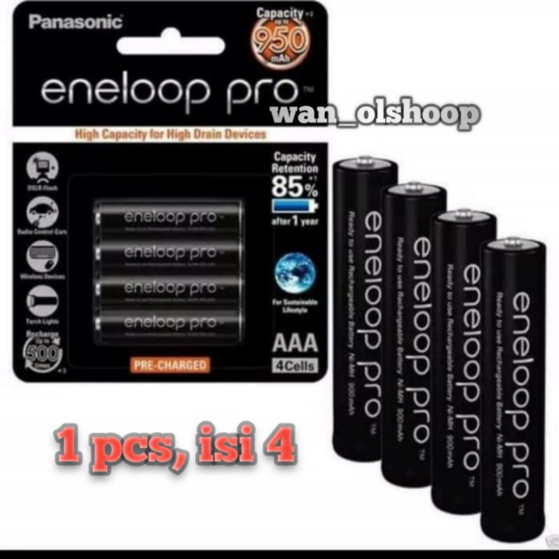 Baterai Eneloop  panasonic Pro Hitam AAA isi 4