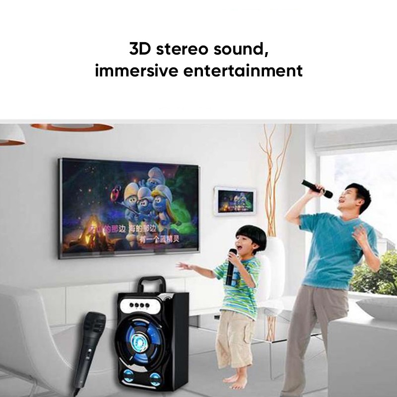 99K Speaker Bluetooth Karaoke Free Mic Portable Radio TF CARD USB