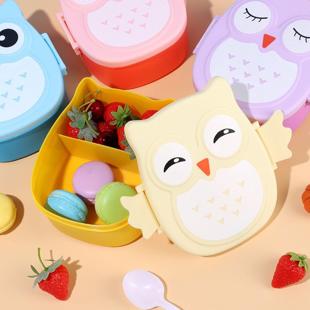 Solighter Lunch Box Kartun Sendok Cute Owl Wadah Makanan