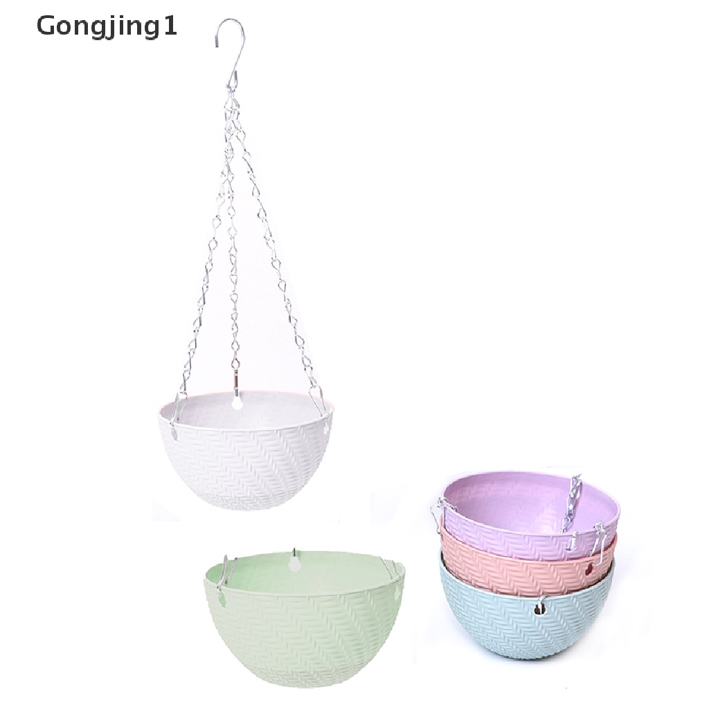 Gongjing1 Pot Bungatanaman Gantung Bahan Rotan Imitasi Desain Anyaman Untuk Balkon