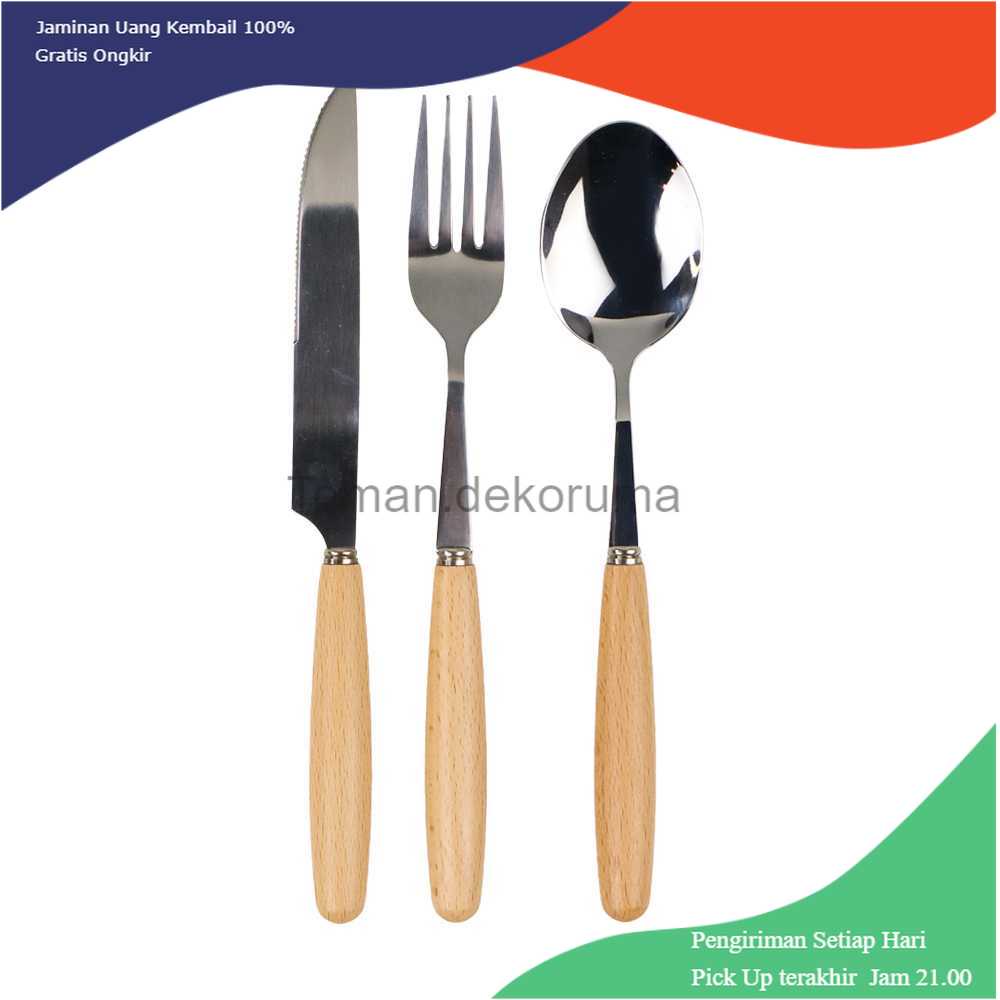 TD-DPR BearPaw Set Perlengkapan Makan Sendok Garpu Pisau Wooden 3PCS - KA2020