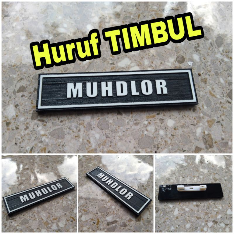 Name Tag Huruf Timbul