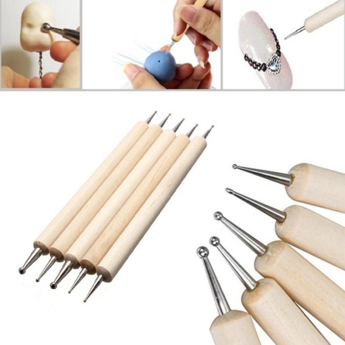 

UKIR-ALAT- CLAY TOOL METAL DOUBLE ENDED BALL STYLUS FONDANT INDENTATION SET 5 -ALAT-UKIR.