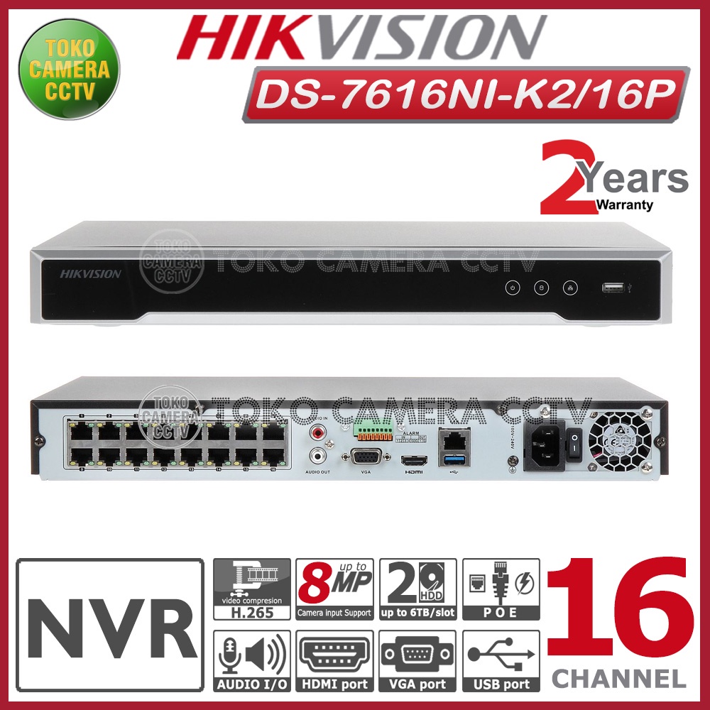 NVR HIKVISION 16 CHANNEL HIKVISION DS-7616NI-K2/16P POE NVR 16CH