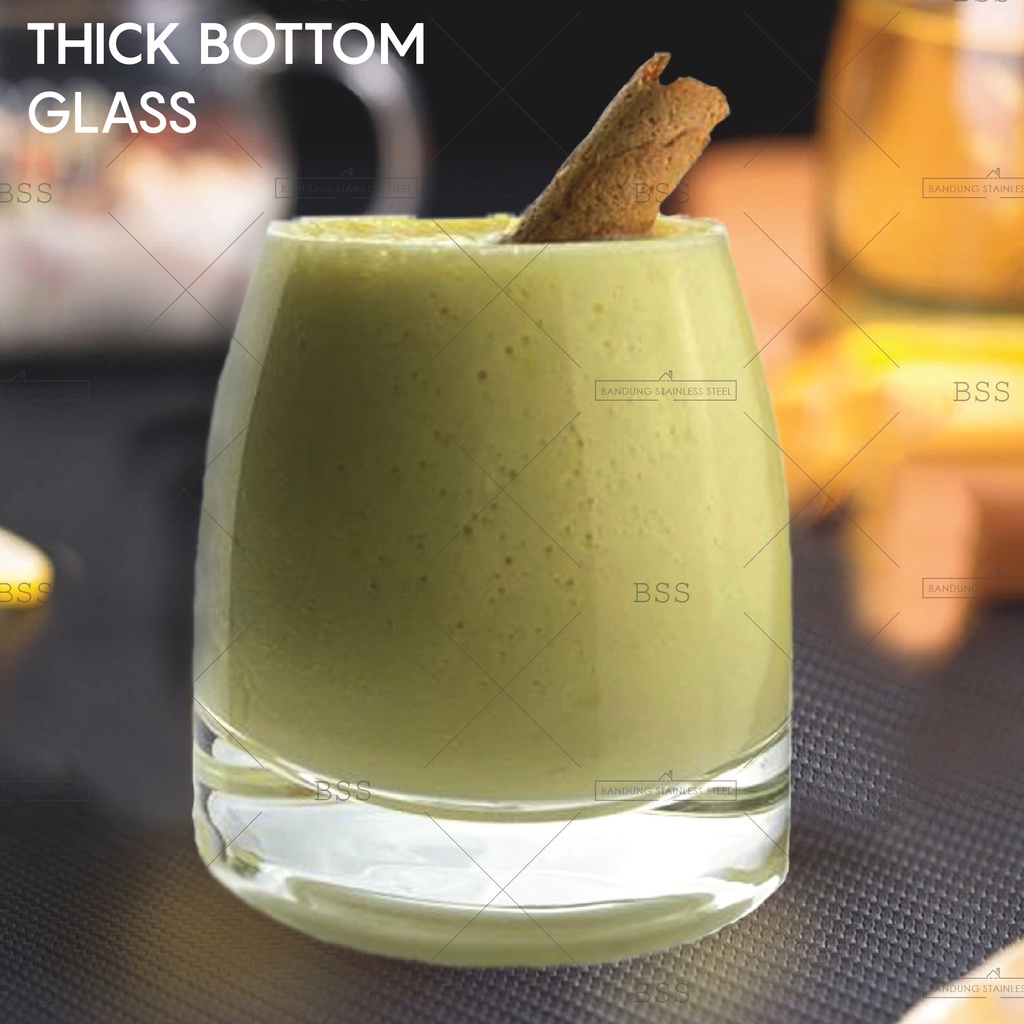 Thick Bottom Glass Crystal 300ml Gelas Jus Minum Air Cafe Juice Smoothie Kristal Bawah Tebal Cantik