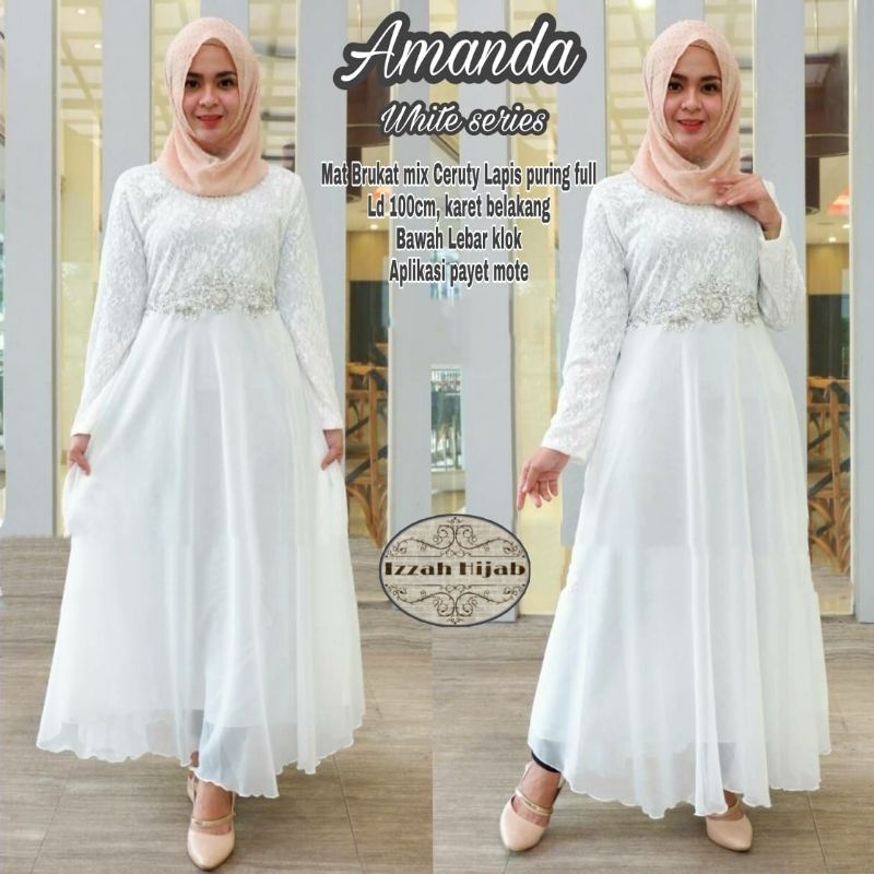 GAMIS MAXI PUTIH / GAMIS PESTA BROKLAT PUTIH / DRESS MAXY PUTIH