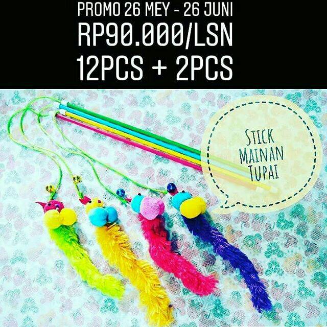 Promo stick mainan tupai kucing pancingan 12pc dapat free 2pc