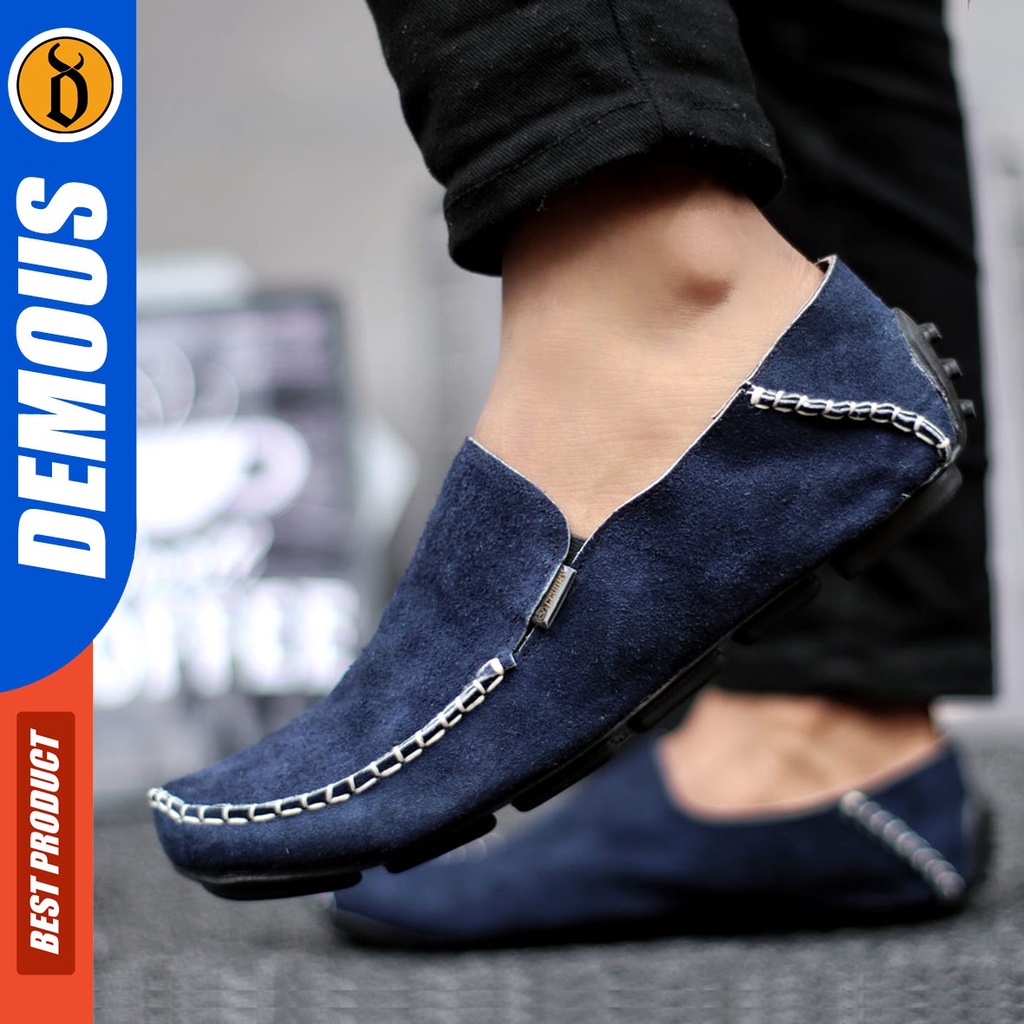 DEMOUS YOMI - Sepatu Slip On Casual Kulit Slop Santai Pria