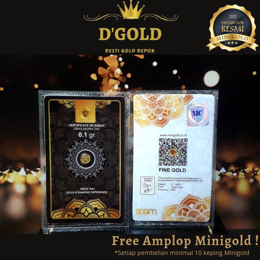 MINIGOLD 0,1 Gram Logam Mulia Emas 24 Karat / EMAS MINI GOLD