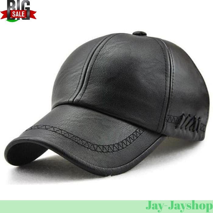 Topi Baseball LEATHER Aksen Kulit Faux Leather Caps PRIA WANITA