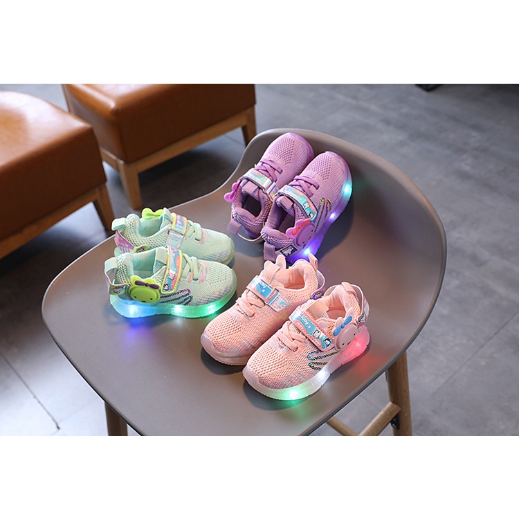 Sepatu Sneaker Anak Perempuan - Sepatu Anak Laki Laki Ultra Light Super LED Sport Import BUNNY 028 Running Shoes