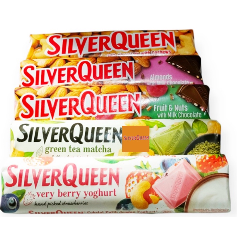 

SILVERQUEEN MILK CHOCOLATE ORIGINAL 62 GRAM CASHEW ALMOND MEDE COKLAT CEMILAN ANAK 65 GR FRUIT NUT WHITE COKELAT MATCHA GREEN TEA GROSIR MURAH SNACK MAKANAN RINGAN 62gr ALL VARIAN DARK SILVER QUEEN VALENTINE