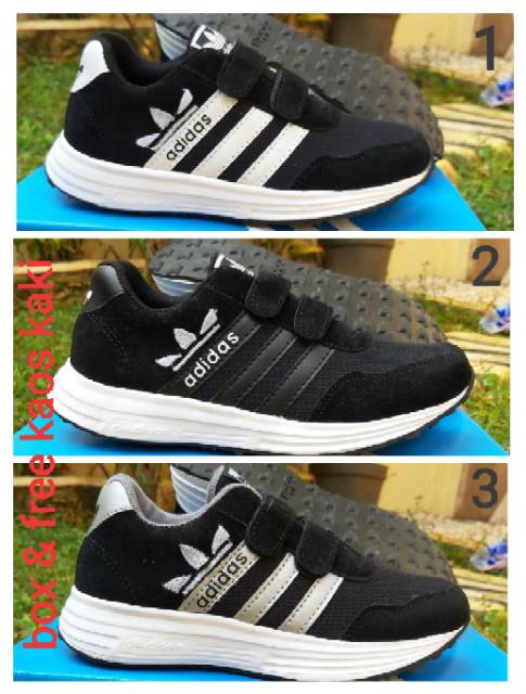 SEPATU SEKOLAH ANAK ADIDAS HITAM PEREKAT SEPATU ANAK LAKI LAKI SNEAKERS