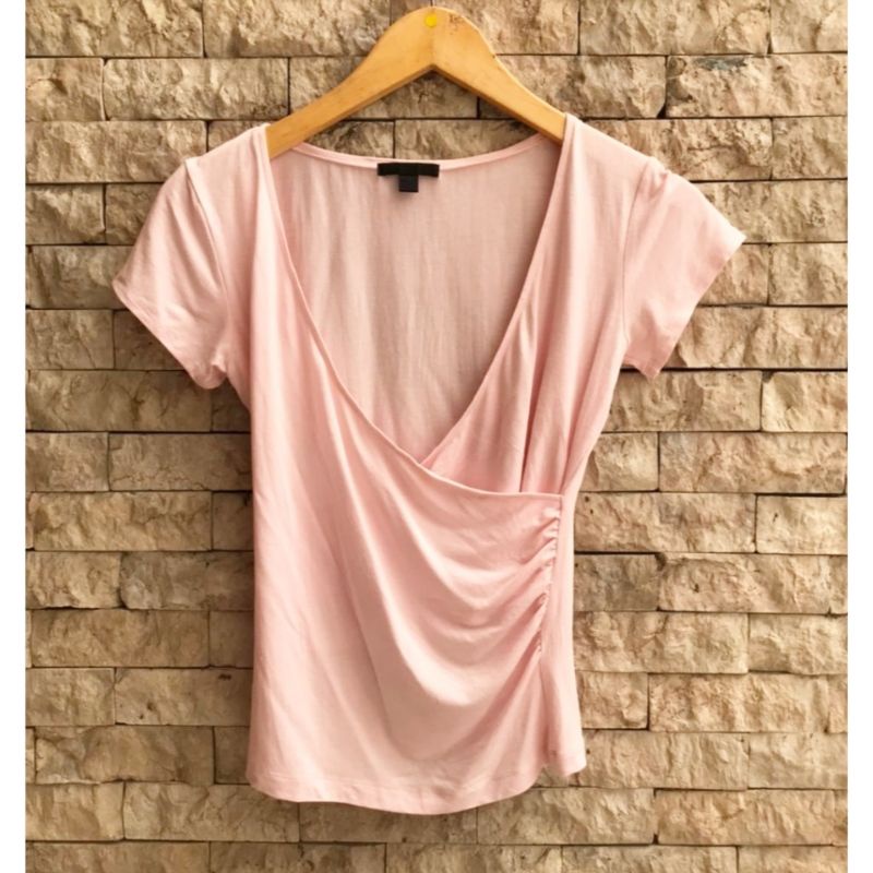 PRELOVED MANGO V NECK TOP WOMAN ORIGINAL - MNG BLOUSE KAOS CASUAL WANITA ORI