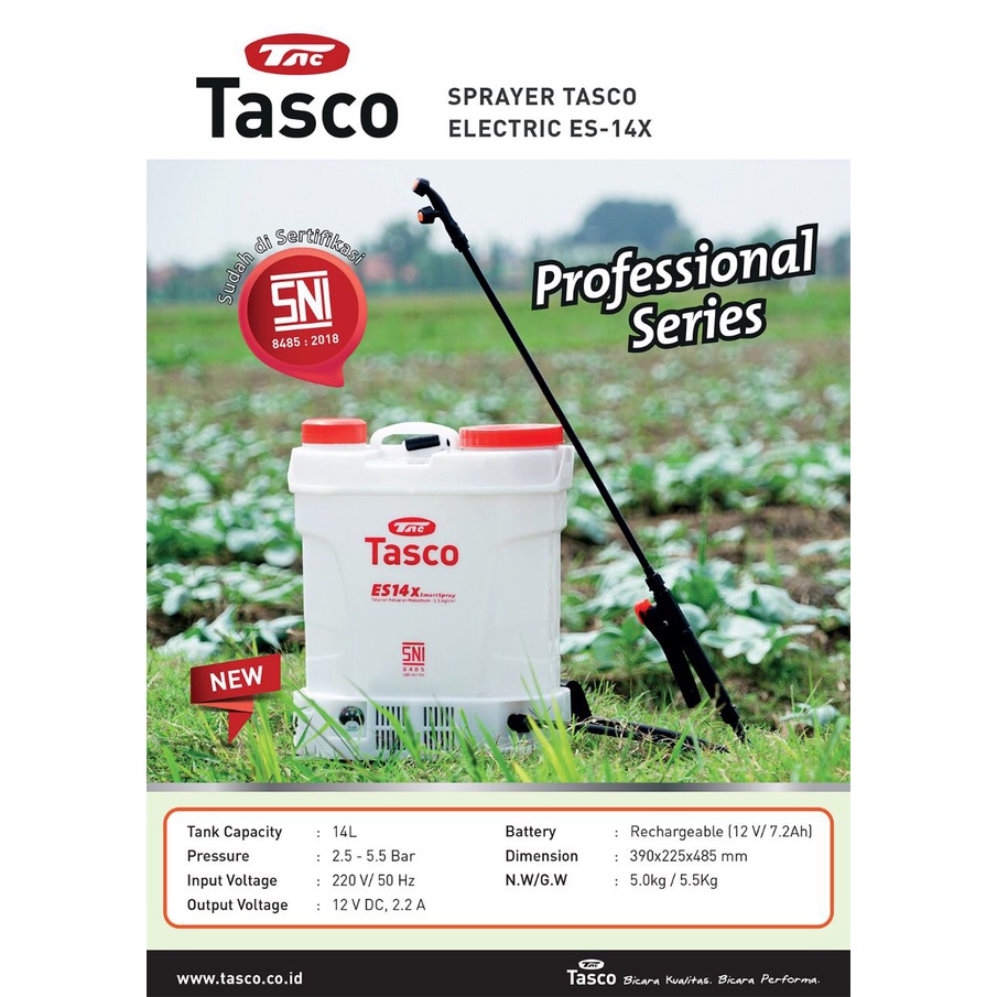 Sprayer Hama Elektrik 14L TASCO ES14X / Alat Semprot Semprotan Obat Hama Elektrik 14 Liter ES14X TASCO