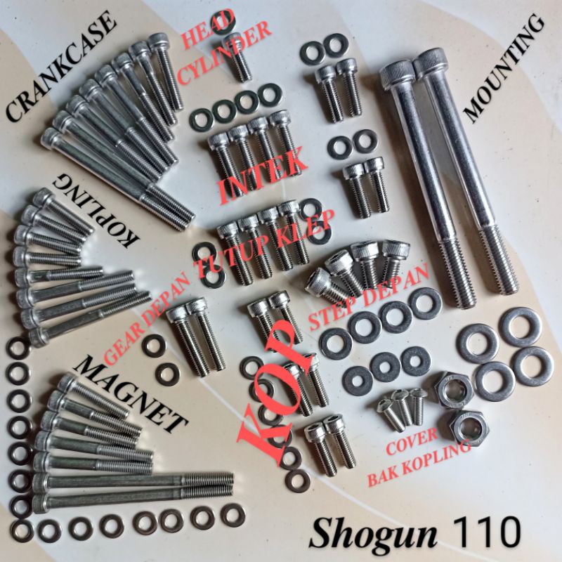 Baut Set Mesin Suzuki Shogun 110 Full Stainless