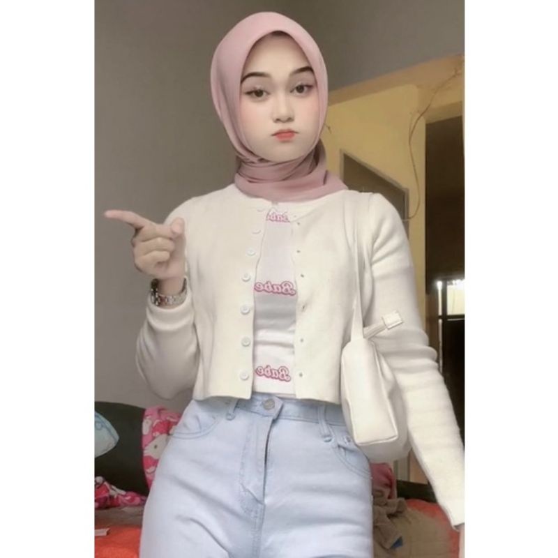 BAILEY CROP CARDI RAJUT,BAJU ATASAN WANITA  STYLE KOREA / TANGAN PANJANG MOTIP KANCING